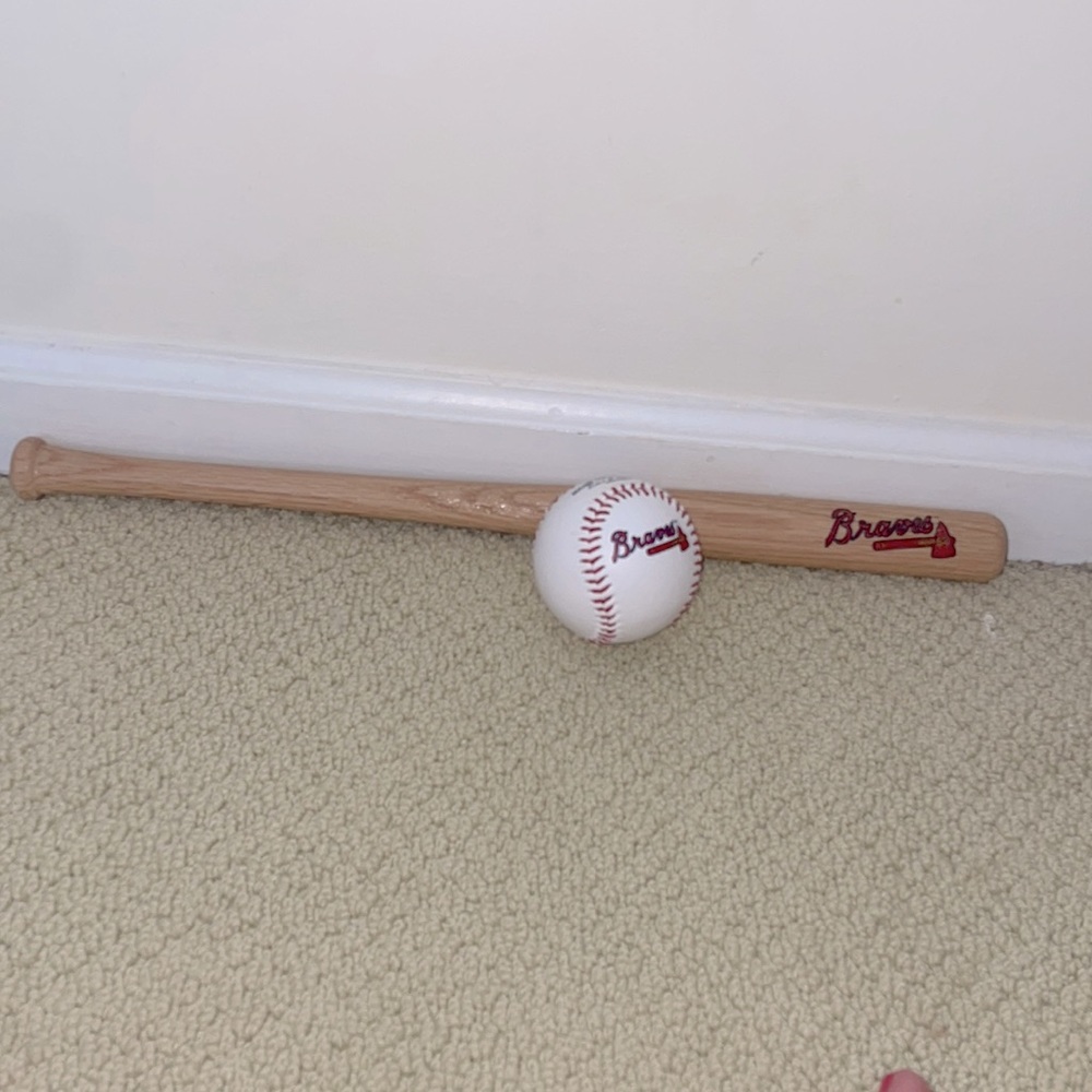 go braves! be patriotic with this baseball and bat!